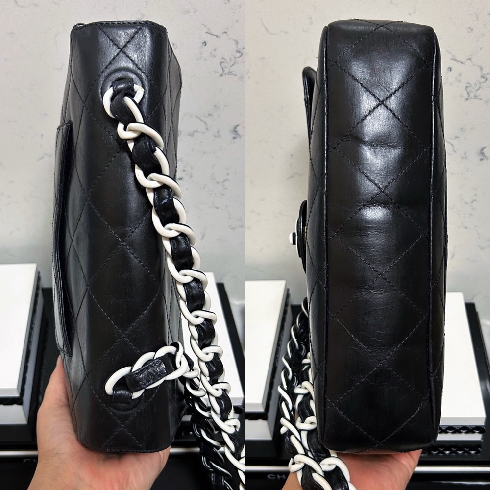 Authentic Chanel RARE Limited Ed. Medium Black & White Classic Single Flap Bag - Picture 8 of 16